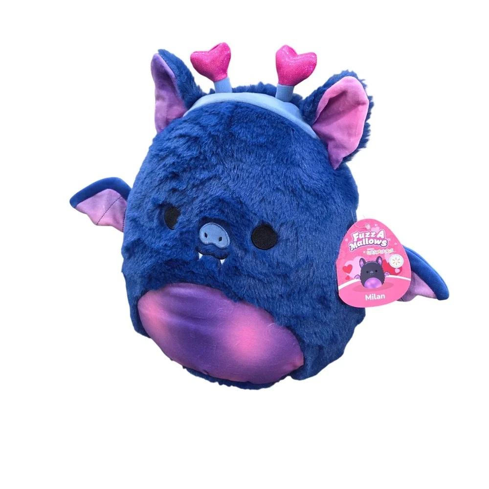 Squishmallows Milan the Bat 12 Inch Fuzz-A-Mallows Blue Valentine Exclusive HTF‎